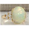 Image 2 : 6.67 CTW Natural Opal And Diamond Ring 14K Solid Yellow Gold