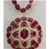 Image 1 : 55.35 CTW Natural Ruby And Diamond Necklace In 18K Yellow Gold