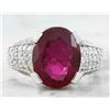 Image 1 : 5.75 CTW Rubelite 18K White Gold Diamond Ring