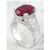 Image 3 : 5.75 CTW Rubelite 18K White Gold Diamond Ring