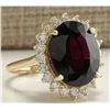 Image 2 : 16.07 CTW Natural Hessonite Garnet And Diamond Ring 14K Solid Yellow Gold