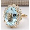 Image 2 : 8.17 CTW Natural Blue Aquamarine And Diamond Ring In 18K Yellow Gold