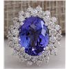 Image 1 : 7.13 CTW Natural Blue Tanzanite And Diamond Ring In 18K White Gold