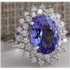 Image 2 : 7.13 CTW Natural Blue Tanzanite And Diamond Ring In 18K White Gold