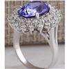 Image 3 : 7.13 CTW Natural Blue Tanzanite And Diamond Ring In 18K White Gold