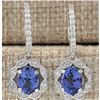 Image 1 : 2.21 CTW Natural Blue Tanzanite And Diamond Earrings In 18K White Gold