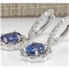 Image 2 : 2.21 CTW Natural Blue Tanzanite And Diamond Earrings In 18K White Gold