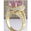 Image 3 : 11.51 CTW Natural Pink Kunzite And Diamond Ring In 14K Yellow Gold