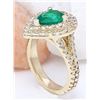 Image 4 : 3.00 CTW Natural Emerald 14K Solid Yellow Gold Diamond Ring