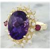 Image 2 : 8.60 CTW Amethyst Ruby 18K Yellow Gold Diamond Ring
