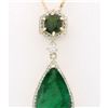 Image 1 : 10.00 CTW Natural Emerald And Diamond Pendant In 18K Solid Yellow Gold