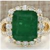 Image 1 : 7.49 CTW Natural Colombian Emerald And Diamond Ring In 18K Yellow Gold