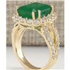 Image 3 : 7.49 CTW Natural Colombian Emerald And Diamond Ring In 18K Yellow Gold