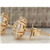 Image 2 : 1.00 CTW Natural Diamond Earrings 14K Solid Yellow Gold