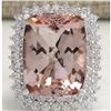 Image 1 : 22.24 CTW Natural Peach Morganite And Diamond Ring In 14K Solid White Gold