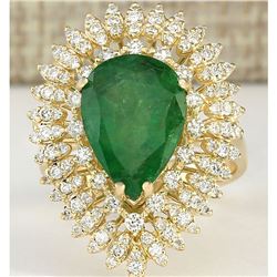 7.82 CTW Natural Emerald And Diamond Ring In 14k Yellow Gold