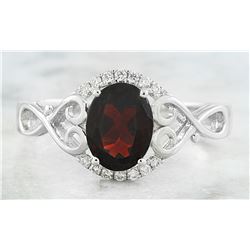 1.27 CTW Garnet 18K White Gold Diamond Ring