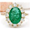 Image 1 : 4.40 CTW Natural Emerald 14K Solid Yellow Gold Diamond Ring