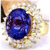 Image 2 : 18.15 CTW Natural Tanzanite 18K Solid Yellow Gold Diamond Ring