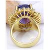 Image 3 : 18.15 CTW Natural Tanzanite 18K Solid Yellow Gold Diamond Ring