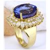 Image 4 : 18.15 CTW Natural Tanzanite 18K Solid Yellow Gold Diamond Ring
