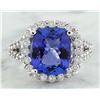 Image 1 : 5.09 CTW Tanzanite 14K White Gold Diamond Ring