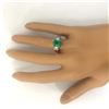 Image 5 : 4.00 CTW Natural Emerald 14K Solid White Gold Diamond Ring