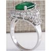 Image 3 : 4.58 CTW Natural Emerald And Diamond Ring 14K Solid White Gold