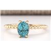 Image 1 : 1.80 CTW Natural Blue Zircon Ring 18K Solid Yellow Gold