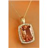 Image 2 : 11.88 CTW Natural Morganite 14K Solid Yellow Gold Diamond Pendant Necklace