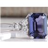 Image 2 : 2.40 CTW Natural Blue Tanzanite And Diamond Ring 14K Solid White Gold