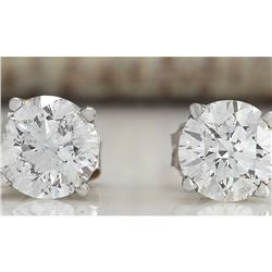 1.00 CTW Natural Diamond Earrings 18K Solid White Gold