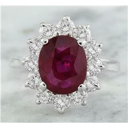 3.35 CTW Ruby 18K White Gold Diamond Ring