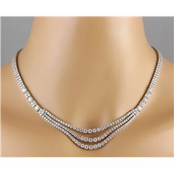 24.00 CTW Natural Diamond Necklace 18K Solid White Gold