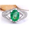 Image 1 : 2.34 CTW Natural Emerald 18K Solid White Gold Diamond Ring