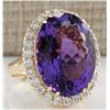 Image 2 : 16.86 CTW Natural Amethyst And Diamond Ring In 14K Yellow Gold