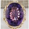 Image 1 : 14.91 CTW Natural Amethyst And Diamond Ring 18K Solid Yellow Gold