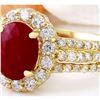 Image 2 : 3.73 CTW Natural Ruby 18K Solid Yellow Gold Diamond Ring