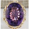 Image 1 : 14.91 CTW Natural Amethyst And Diamond Ring 14K Solid Yellow Gold