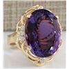 Image 2 : 14.91 CTW Natural Amethyst And Diamond Ring 14K Solid Yellow Gold