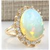 Image 2 : 12.02 CTW Natural Opal And Diamond Ring In 18K Yellow Gold
