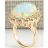 Image 3 : 12.02 CTW Natural Opal And Diamond Ring In 18K Yellow Gold