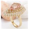 Image 4 : 9.66 CTW Natural Morganite 14K Solid Yellow Gold Diamond Ring