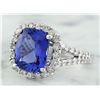 Image 2 : 5.09 CTW Tanzanite 18K White Gold Diamond Ring