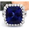 Image 1 : 16.92 CTW Natural Tanzanite 18K Solid White Gold Diamond Ring