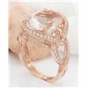 Image 4 : 8.19 CTW Natural Morganite 14K Solid Rose Gold Diamond Ring