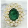 Image 1 : 4.40 CTW Emerald 14K Yellow Gold Diamond Ring
