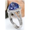 Image 4 : 7.07 CTW Natural Tanzanite 14K Solid White Gold Diamond Ring