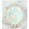Image 1 : 11.90 CTW Opal 14K Yellow Gold Diamond Ring