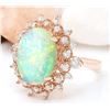 Image 2 : 4.50 CTW Natural Opal 18K Solid Rose Gold Diamond Ring